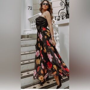 Black floral maxi skirt